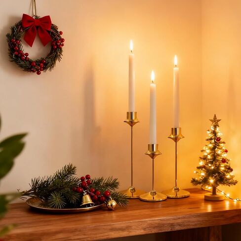 Joyyy Weighted Candlestick Holders Candle Stick Holder for Candlesticks, Vintage Metal Candelabra Candlestick Holders Candle Stand for Holiday Fireplace Party Dining Home Set of 6 (Gold) in Saudi Arabia