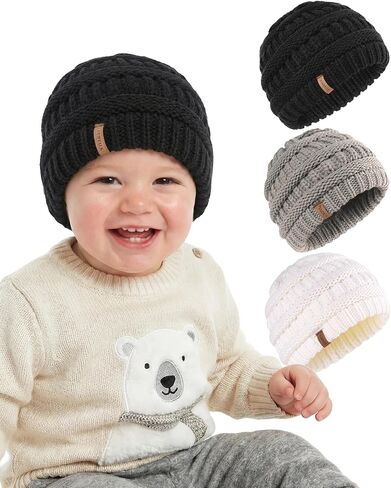 FURTALK Baby Beanie Winter Soft Warm Knit Hat 3 Pack Infant Toddler Slouchy Caps in Saudi Arabia