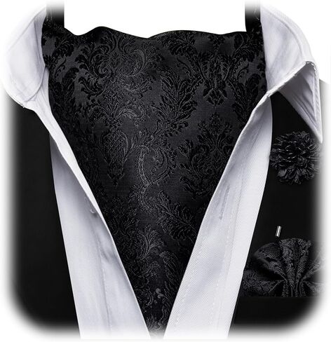 Ascot Tie Set for Men Paisley Floral Classic Cravat Silk Woven Pocket Square Lapel Pin Self Tie Scarf Wedding Party in Saudi Arabia