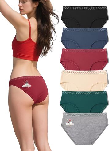 Haiwin Women's Cotton Underwear Hipster Panties 6 Pack – Low Rise Bikini Briefs in Kuwait