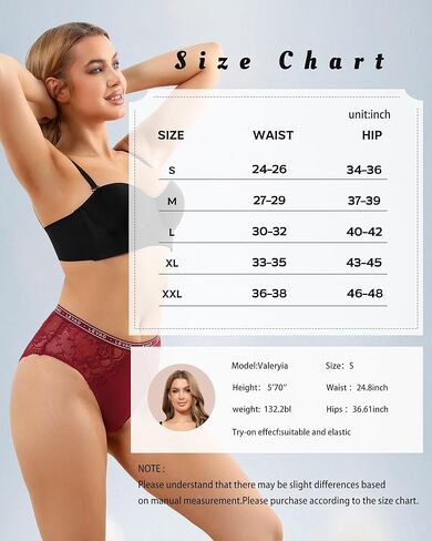 LEVAO Women's High Waist Cotton Underwear Lace Trim Bikini Panties - Soft Comfort Everyday Briefs with Logo Waistband S-2XL in Saudi Arabia