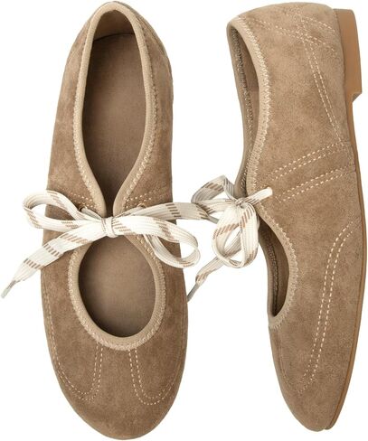 Lace up Ballet Flats for Women Round Toe Slip On Mary Jane Flats Comfortable Strappy Ballerina Shoes in Kuwait
