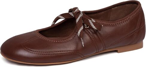 Lace up Ballet Flats for Women Round Toe Slip On Mary Jane Flats Comfortable Strappy Ballerina Shoes in Kuwait