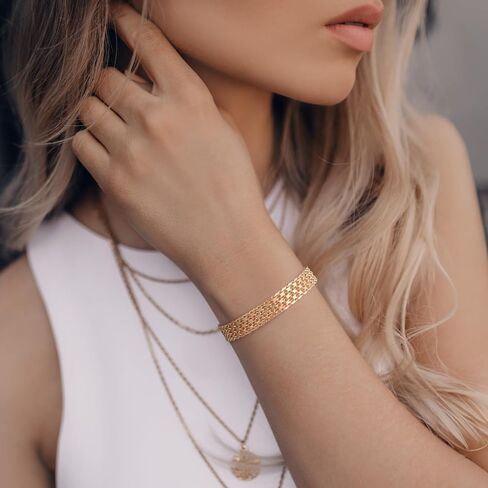سوار 14K مطلية بالذهب أساور للنساء أساور مطلية بالذهب للنساء توسيع سلسلة سوار مجوهرات هدية للنساء 6.5/7/7.5/8/8.5in in Kuwait