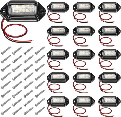 2 قطعة ضوء لوحة ترخيص LED أبيض، 6-SMD مصابيح مقاومة للماء، مصباح خلفي 12 فولت - 24 فولت تيار مستمر، أضواء شحن على شكل قبة ضوء مجاملة لشاحنة SUV Van RV Trailer in Kuwait
