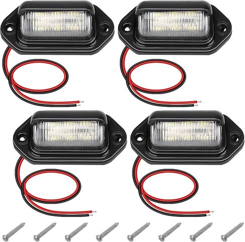 2 قطعة ضوء لوحة ترخيص LED أبيض، 6-SMD مصابيح مقاومة للماء، مصباح خلفي 12 فولت - 24 فولت تيار مستمر، أضواء شحن على شكل قبة ضوء مجاملة لشاحنة SUV Van RV Trailer in Kuwait
