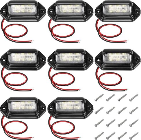 2 قطعة ضوء لوحة ترخيص LED أبيض، 6-SMD مصابيح مقاومة للماء، مصباح خلفي 12 فولت - 24 فولت تيار مستمر، أضواء شحن على شكل قبة ضوء مجاملة لشاحنة SUV Van RV Trailer in Kuwait