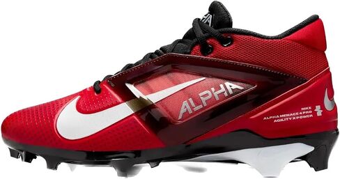 حذاء كرة القدم Alpha Menace 4 Pro من نايكي (FD7037-600، أحمر جامعي/فضي معدني/أحمر الفريق) مقاس 10.5 in Kuwait