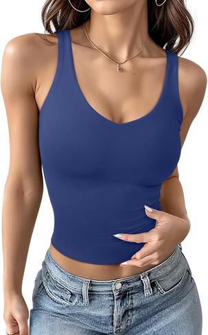 REORIA Tank Tops for Women Double Lined V Neck Summer Sleeveless Casual Basic 2026 Trendy Workout Clothes in Saudi Arabia