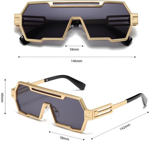 Retro Steampunk Sunglasses for Men Fashion Cool One Piece Irregular Metal Frame Sunglasses in Saudi Arabia