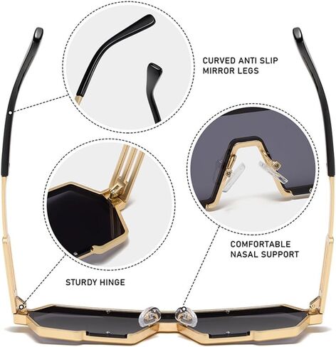 Retro Steampunk Sunglasses for Men Fashion Cool One Piece Irregular Metal Frame Sunglasses in Saudi Arabia