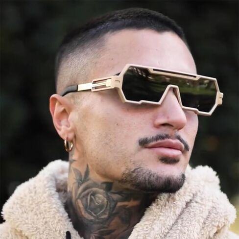 Retro Steampunk Sunglasses for Men Fashion Cool One Piece Irregular Metal Frame Sunglasses in Saudi Arabia