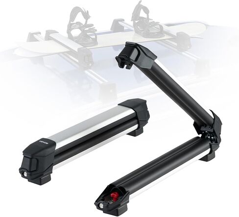 VEVOR Ski and Snowboard Roof Rack, 31.7-Inch Universal Ski Rack for Car Roof Fit Most Crossbars, Carry up to 6 Pairs of Skis or 4 Snowboards, Aluminum Snowboard Ski Rack with Lock & Rubber Padding in Kuwait