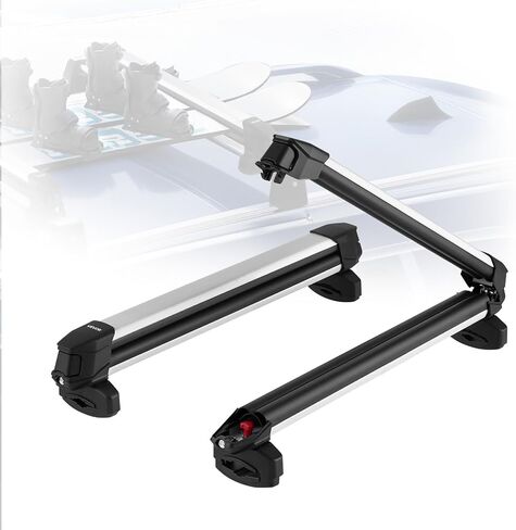 VEVOR Ski and Snowboard Roof Rack, 31.7-Inch Universal Ski Rack for Car Roof Fit Most Crossbars, Carry up to 6 Pairs of Skis or 4 Snowboards, Aluminum Snowboard Ski Rack with Lock & Rubber Padding in Kuwait