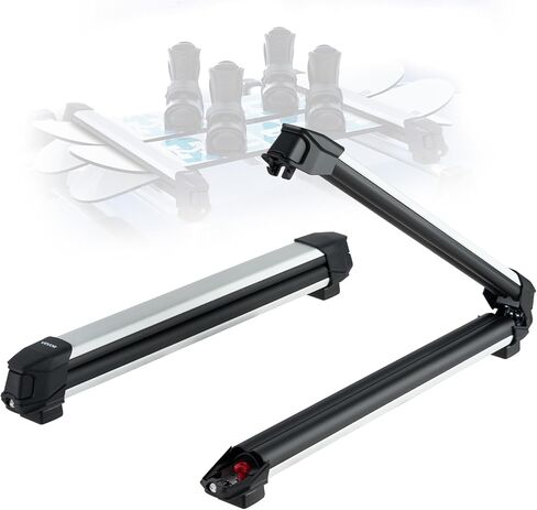 VEVOR Ski and Snowboard Roof Rack, 31.7-Inch Universal Ski Rack for Car Roof Fit Most Crossbars, Carry up to 6 Pairs of Skis or 4 Snowboards, Aluminum Snowboard Ski Rack with Lock & Rubber Padding in Kuwait