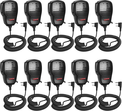 SAMCOM Waterproof IP67 Shoulder Speaker Mic 2 Pin for Two Way Radio, 2025 Upgrade K Head Lapel Mic Compatible with Baofeng(UV-5R), Kenwood, Retevis Walkie Talkies (Black, 1 Pack) in Kuwait