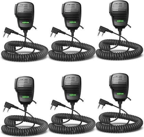 SAMCOM Waterproof IP67 Shoulder Speaker Mic 2 Pin for Two Way Radio, 2025 Upgrade K Head Lapel Mic Compatible with Baofeng(UV-5R), Kenwood, Retevis Walkie Talkies (Black, 1 Pack) in Kuwait