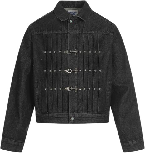 Aelfric Eden Vintage Jakcets Pleated Metal Button Denim Jacket Unisex Casual Streetwear Stylish Y2k Coats in Saudi Arabia