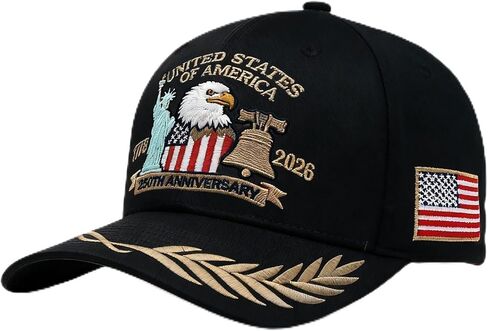 United States 250th Anniversary Hat, USA Baseball Cap 1776-2026 American Eagles Hat Patriotic Embroidered Hats for Men Women Black in Saudi Arabia