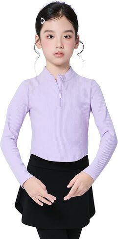 Daydance Girl's Ballet Sweater, Girls High Neck Pullover Dance Sweater with Thumb Hold Design in Kuwait