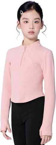 Daydance Girl's Ballet Sweater, Girls High Neck Pullover Dance Sweater with Thumb Hold Design in Saudi Arabia