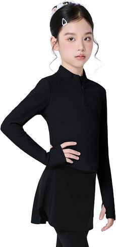 Daydance Girl's Ballet Sweater, Girls High Neck Pullover Dance Sweater with Thumb Hold Design in Kuwait