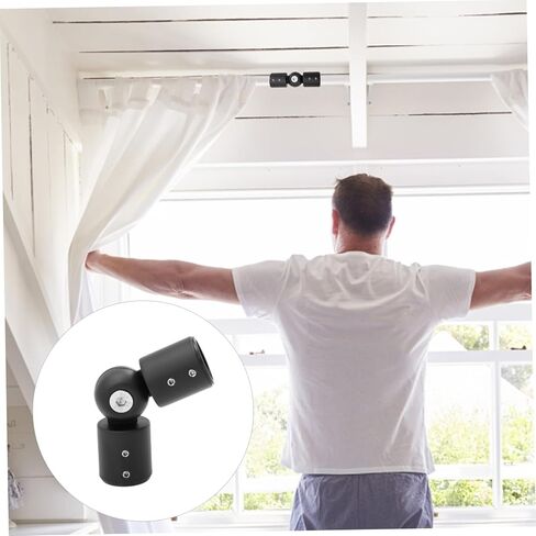 Zerodeko Corner Curtain Rod Connector Heavy Duty Stainless Steel Elbow Connector for Bay Corner Curtains for Living Room Bedroom Office Use in Saudi Arabia