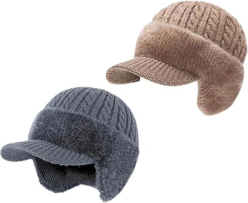 Cold Shield Trapper Hat, Trapper Knitted Beanie with Mink Fur Lining - Complete Head and Ear Coverage for Cold Weather in Kuwait
