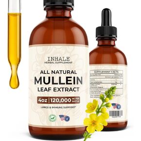 Inhale Mullein Drops for Lungs – Mullein Leaf Extract for Lung Detox, Immune Health, Mucus Relief- Made in USA - Lung Cleanse & Respiratory Support – Natural Supplement for Throat – 4oz in Saudi Arabia
