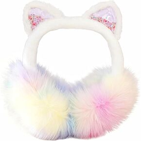 Cute Cat Earmuffs for Girls Sequin Shinny Ear Warmers Soft Plush Winter Earmuff Covers for Outdoor Winter in Saudi Arabia