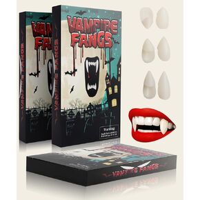 YVELINES 3 أحجام أنياب أسنان مصاصي الدماء مع لاصق مطور قابل لإعادة الاستخدام، ناب مصاص دماء للبالغين، أسنان مصاصي الدماء واقعية، أنياب مصاصي الدماء الواقعية للهالوين (13 مم، 15 مم، 17 مم) (13 15 17) in Kuwait
