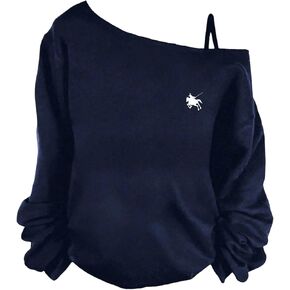سويت شيرت Preppy للفتيات بدون أكتاف، بلوفر بأكمام طويلة in Kuwait