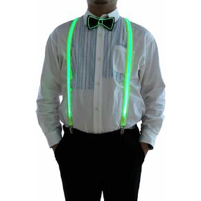Light Up Suspenders and Bow Tie for Men, LED Glow in the Dark, Neno BowTie for Halloween Costume, Rave Outfits in Saudi Arabia
