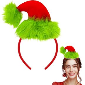 Pensar Christmas Headband, Green Furry Santa Hat Headband for Women Party Accessories in Saudi Arabia