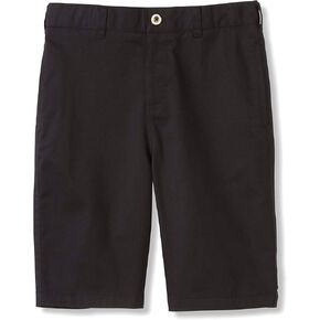 French Toast Boys' Adjustable Waist Flat Front Chino Bermuda Shorts with Stretch (Standard & Husky), Black, 5 in Kuwait