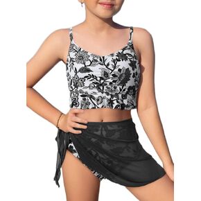 blibean Girls Swimsuit 3 Piece Bikini Sets with Cover Up Skirt Bathing Suit Size 6-15 Years in Saudi Arabia