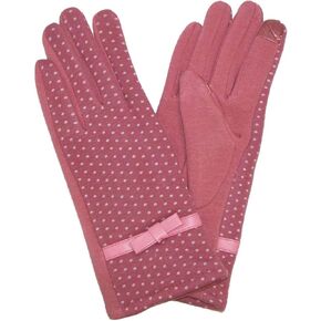 Jeanne Simmons Womens Pink Polka Dot Bow Stretch Fit Texting & Tech Touchscreen Gloves in Saudi Arabia