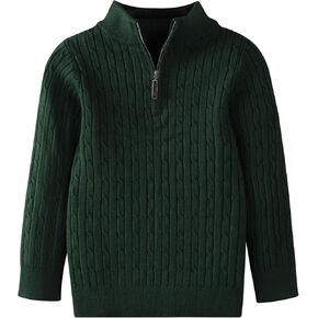 Danny D Little Boys Girls Quarter Zip Chunky Cable Sweater Round Neck Thick Needle Knit Pullover Sweaters Cable Knit Sweater in Kuwait