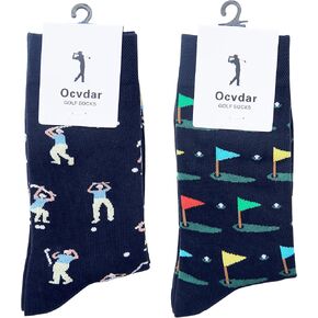 Golf Socks for Men 2 Pairs Funny Golfer Crew Socks Unique & Cool Golf Gift for Men Size 9-13 in Saudi Arabia