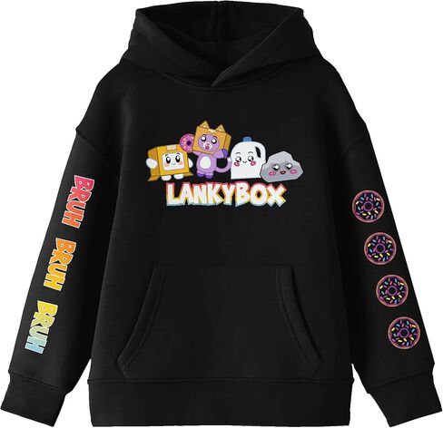 Bioworld LankyBox Cute Characters Long Sleeve Youth Black Hooded Sweatshirt in Kuwait