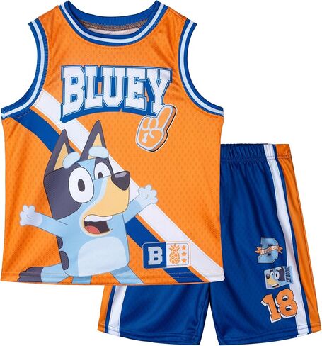 Bluey Mesh Jersey Athletic Tank Top and Basketball Shorts Outfit Set Toddler to Little Kid Sizes (2T - 7-8) in Saudi Arabia