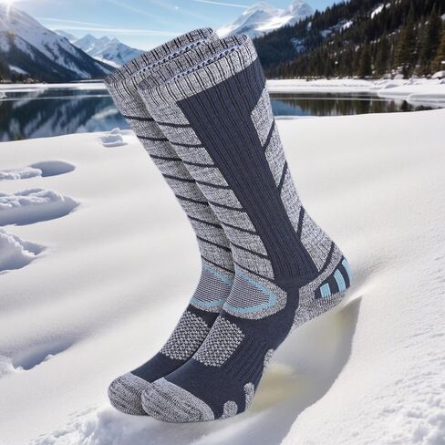 Calf High Merino Wool Ski Socks - Thermal Winter Warm Snowboarding Socks for Womens Mens in Saudi Arabia