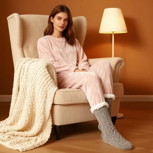 Christmas Womens Winter Thick Slipper Socks with Grippers, Non Slip Indoor Home Gift Socks in Saudi Arabia