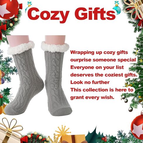 Christmas Womens Winter Thick Slipper Socks with Grippers, Non Slip Indoor Home Gift Socks in Saudi Arabia