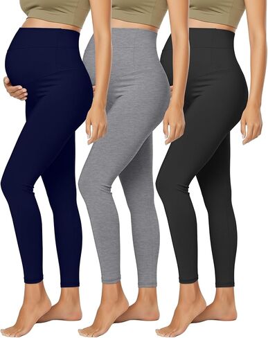 3 Pack Women's Maternity Lightweight Lounge Pants, Over The Belly Pregnancy Casual Pants High Waisted Activewear in Saudi Arabia