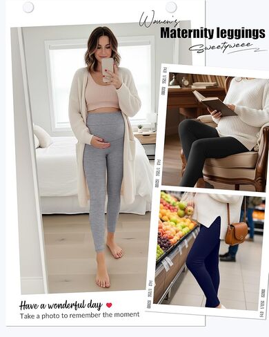 3 Pack Women's Maternity Lightweight Lounge Pants, Over The Belly Pregnancy Casual Pants High Waisted Activewear in Saudi Arabia