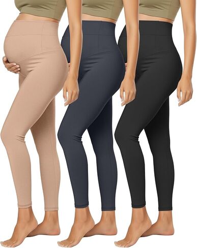 3 Pack Women's Maternity Lightweight Lounge Pants, Over The Belly Pregnancy Casual Pants High Waisted Activewear in Saudi Arabia