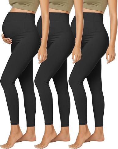 3 Pack Women's Maternity Lightweight Lounge Pants, Over The Belly Pregnancy Casual Pants High Waisted Activewear in Saudi Arabia