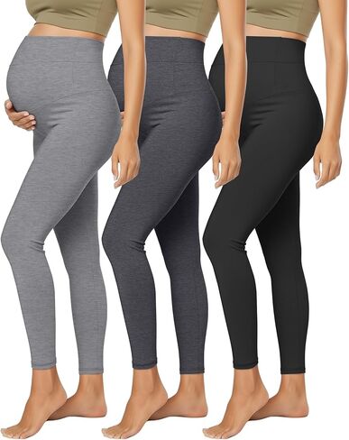 3 Pack Women's Maternity Lightweight Lounge Pants, Over The Belly Pregnancy Casual Pants High Waisted Activewear in Saudi Arabia