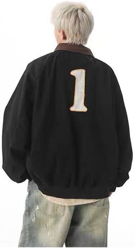 Teen Jacket, Polyester Embroidered American Retro Baseball Jacket (Blue/Black) in Saudi Arabia